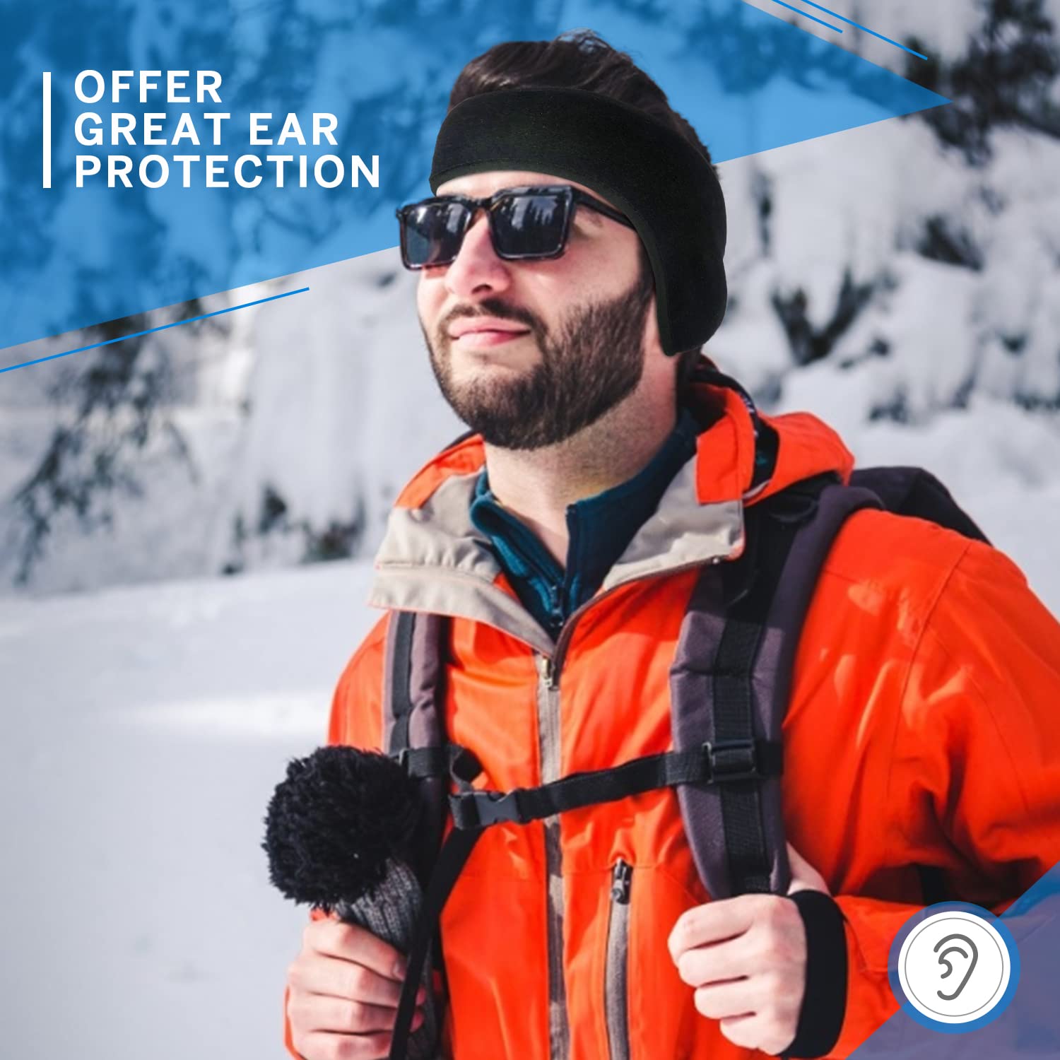 ZIBUYU 2 pcs Fleece Elastic Headband Ear Muffs Winter Headband for Unisex Winter Outdoor Headband - Black & Grey ZIBUYU 2 pcs Fleece Elastic Headband Ear Muffs Winter Headband for Unisex Winter Outdoor Headband - Black & Grey